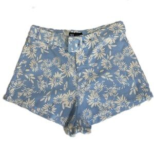 Zara Light Blue Floral High Waist Shorts